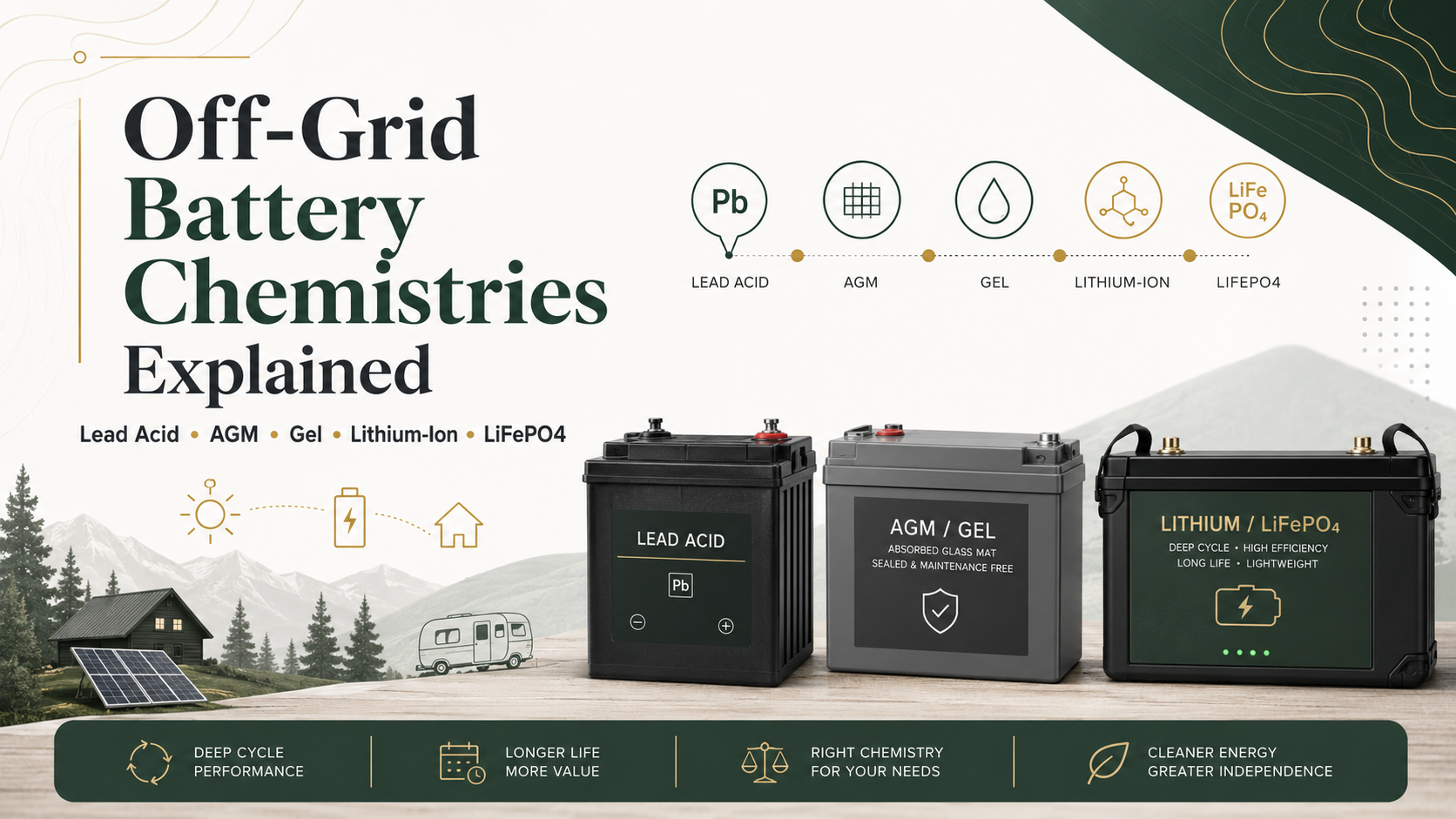 Off-Grid Battery Chemistries Explained: Lead Acid, Lithium-Ion, LiFePO4 and More
