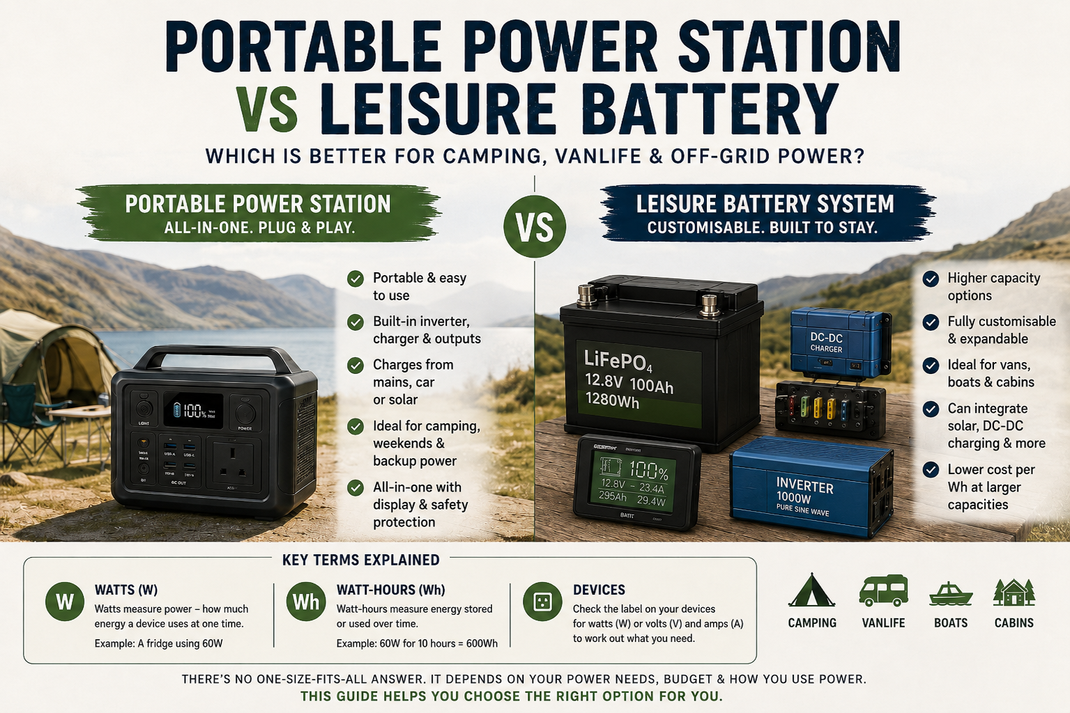 Portable Power Station vs Leisure Battery: Which Is Better?